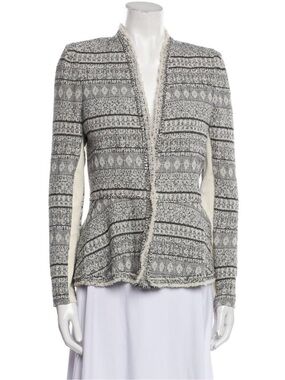 Rebecca Taylor Gray Textured Knit Peplum Jacket